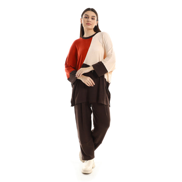 Women's comfortable blouse and pants set in three colors