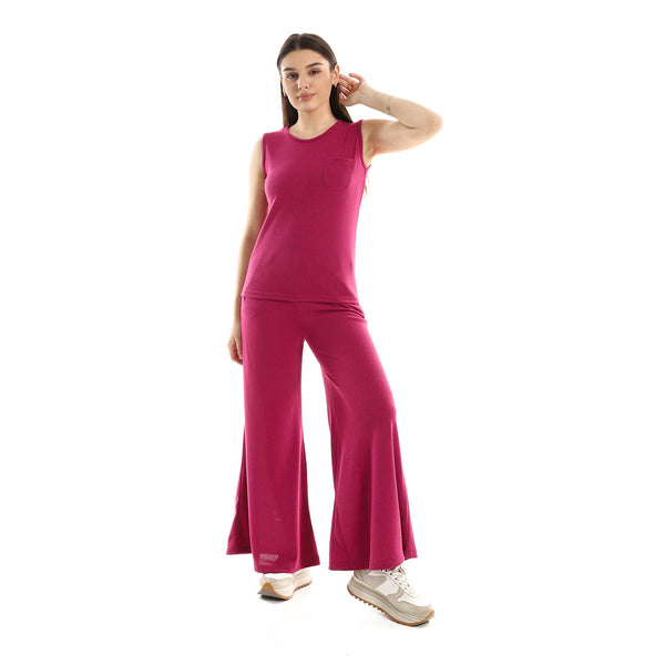 Women's sleeveless top and wide-leg pants set